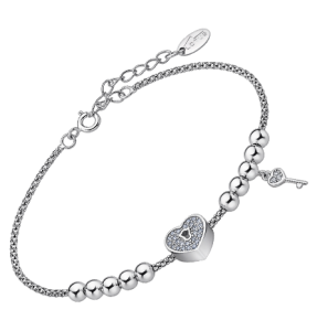 Pulseira Lotus Coração Fechadura Chave Zirc 10 Bolas LP1985-2/1