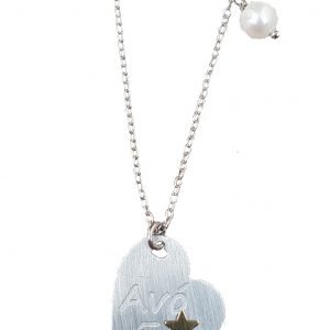 Colar Bicolor “Avó 5*” Coração Perola Corrente A016115