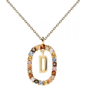 Colar PdPaola Dourado Letra D Aro Cristias Multicolor CO01-263-U