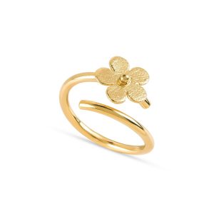 Anel Be Accori Dourado Coroa Espírito Santo 1 Flor Ajustável PAN055/BAD