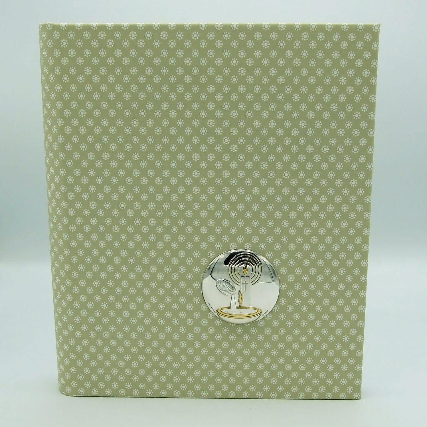 Album Batismo Bicolor Papel Flores Bege 20X25cm A382/847