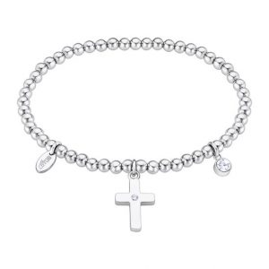 Pulseira Lotus Style Elástica Bolinhas Cruz Zirc LS2170-2/2