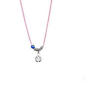 Colar Joaninha Fio Seda Rosa Macramé 1CL-FL061B