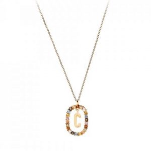 Colar PdPaola Dourado Letra C Aro Cristias Multicolor CO01-262-U
