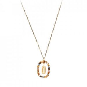 Colar PdPaola Dourado Letra O Aro Cristias Multicolor CO01-274-U