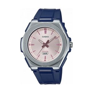 Relógio Casio WR Caixa Prateada Pulseira Borracha Azul LWA-300H-2EVEF