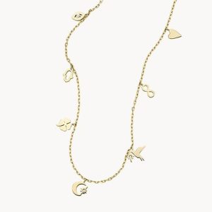 Colar Fossil Dourado Sutton Amuletos Espaçados JF04120710