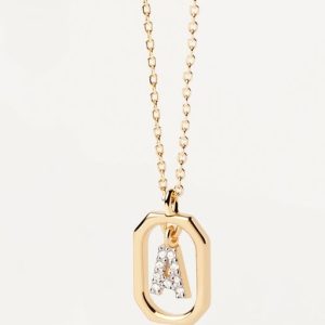 Colar Pdpaola Dourado Mini Letters A Cristais CO01-512-U
