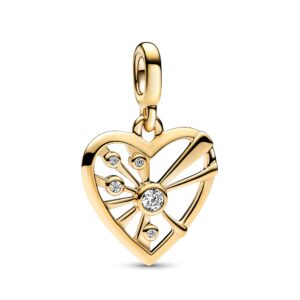 Encaixe Pandora Shine Heart 14k Gold-plated Medallion Zirconias 762691C01
