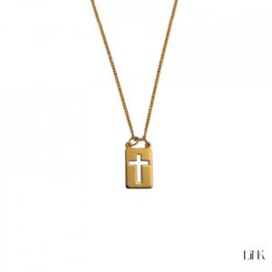 Colar Link Dourado Blogger Style Cross 1LINK-1255A