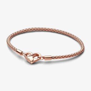 Pulseira Pandora Rose Studded Chain 14k RoseGold-plated Heart Clasp 582731C00