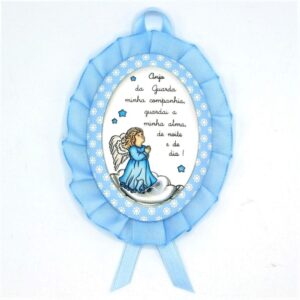 Placa Berço PVD Oração Anjo da Guarda Folho azul 11X15cm A382/901A