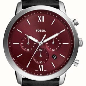 Relógio Fossil M. Vermelho Escuro Pele Preta FS6016