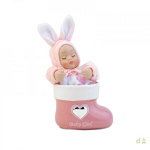 Candeeiro Luz Presença Botinha c/Bébé Rosa Coração 4BI-DHFL0003R-CO