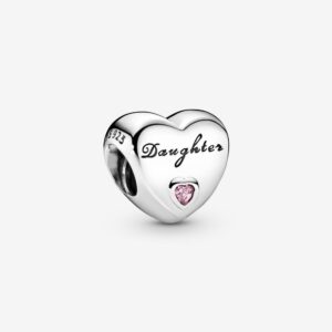 Encaixe Pandora “Daughter” Coração Rosa 791726PCZ