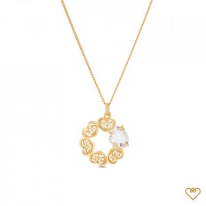 Colar Filigrana Saudade Dourado Argola Zirconia Rect 1CM-111045