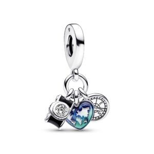 Encaixe Pandora Camera heart Compass Triple Dangle 792703C01