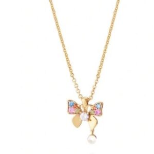 Colar Link Dourado Borboleta Multicolor 1LINK-1744