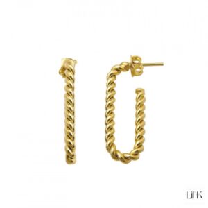 Brincos Link Dourado 1/2 Argola Torcida Longa 1LINK-1186I