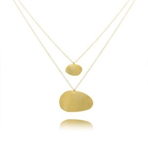 Colar AIM Duplo Dourado Tosco 2 Chapas Ovaladas Exp Prv.1255