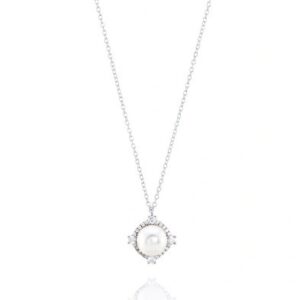 Colar Link 1 Perola Rodeada 4 Solitários Corrente 1CM-0322107046