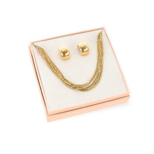 Conjunto One Dourado Summer Party Colar Multifios + 1/2 Argolas OJSESP01G