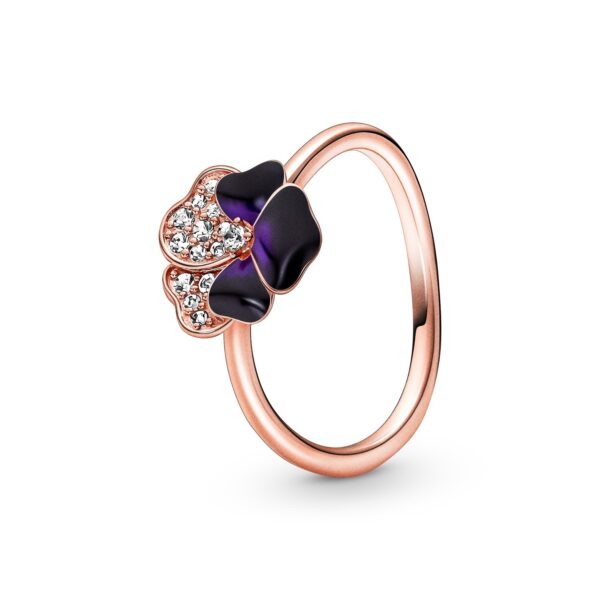 Anel Pandora Rose Rev Or Purple Pansy Amor-Perfeito Esmalte 180764C01