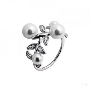 Anel Ramo Perolas e Zirconias Rodiado 1AS-0321905189