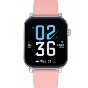 Relógio Watx Smartwatch Rider Rect Prateada Silicone Rosa WAS5000