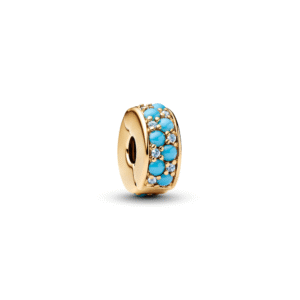 Encaixe Pandora Shine 14k Gldpltd Clip Blue Crystal 763902C01