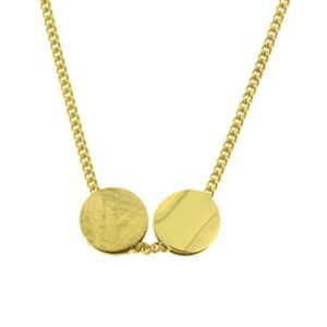 Colar Dourado 2 Círculo 1 Pol 1 Laser Barbela A018211/D