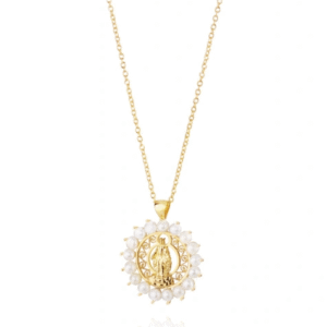 Colar Saudade Dourado Sra. Graças Perolas Volta 1CL-FL0477