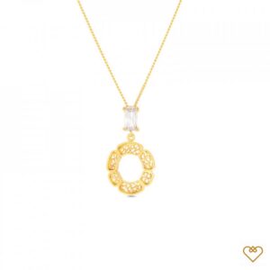Colar Filigrana Saudade Dourado Argola Zirconia Rect 1CM-111042