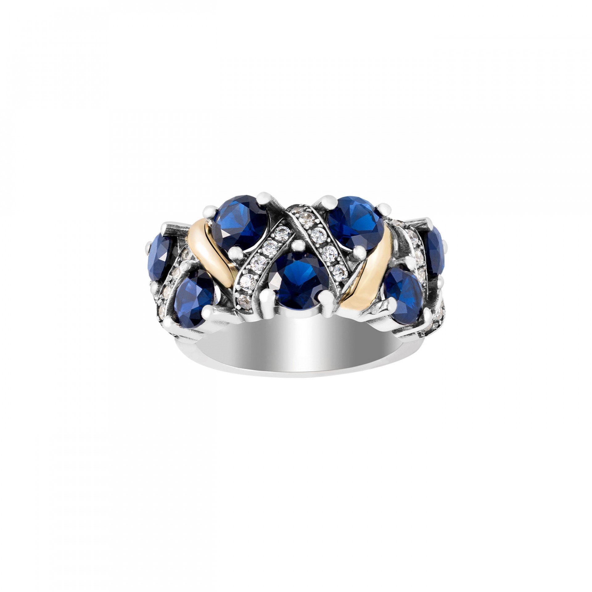 Anel Tashi Ouro e Prata Mónaco Azul 18 MT.AN.0108.1405