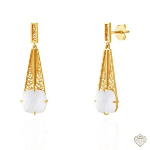 Brincos Saudade Filigrana Dourado Madreperola Pingo Torn 1B7-111070