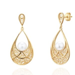 Brincos Saudade Filigrana Dourado Pingo Perolas Torn 1B7-111083