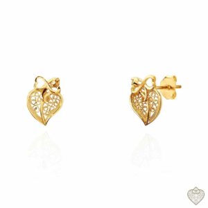 Brincos Saudade Filigrana Dourado Coração Viana Fio Torn 1B7-FL0470