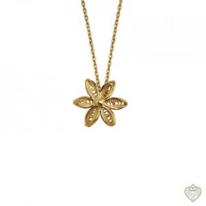 Colar Saudade Dourado Filigrana Flor 1CL-FL0405
