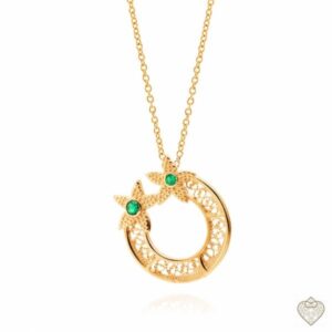 Colar Saudade Argola Aberta Flores Pontas Zirc Verdes 1CM-111060