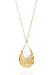 Colar Saudade Filigrana Dourado Pingo Perola 1CM-111083