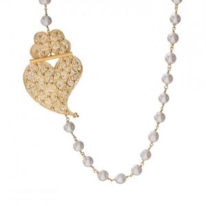 Colar Saudade Dourado Filigrana Alma Coração Viana Travinca 1CM-FL0165B