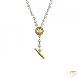 Gargantilha Filigrana Dourado Perolas Engatadas Travinca 1CM-FL0327A