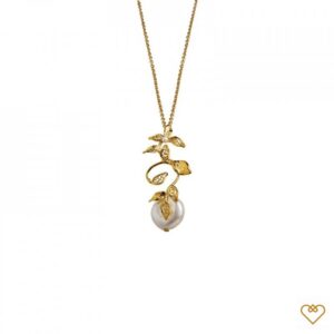 Gargantilha Filligrana Dourado Flor Portuguesa Perola Zirconia Folhas 1CM-FL0372