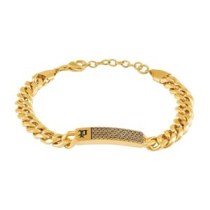 Pulseira Police Dourada Chainemale Barbela c/chapa 190+25mm PEAGB0078102