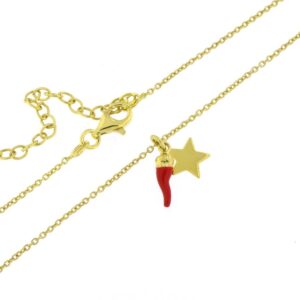 Colar Dourado “Cacau” Pimentinha Vermelha Estrela A017476/VM