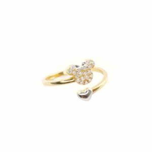 Anel Disney Dourado Minnie Zircónias Coração Ajustável AG062A1