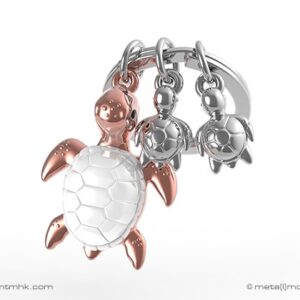 Porta-Chaves Metamorphose Tartaruga Rose Branco + 2 Crias Prateadas MTM195-01
