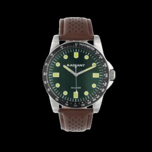 Relógio Radiant Robert M. Verde Aro Preto Tachymetro Pele Castanha RA677205