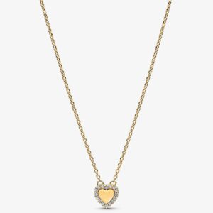Colar Pandora Shine Heart Centro Polido Zirc Goldplated 14kt 364364C01-45