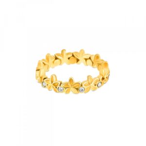 Aliança One Dourada Fleur Flores Zirc OJPFR01G